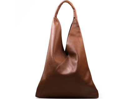 Kožená maxi kabelka Carla hnědá