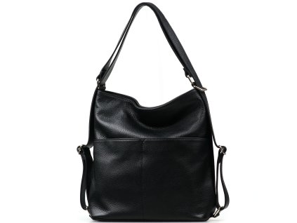 Kožená kabelka - batůžek Yves černá