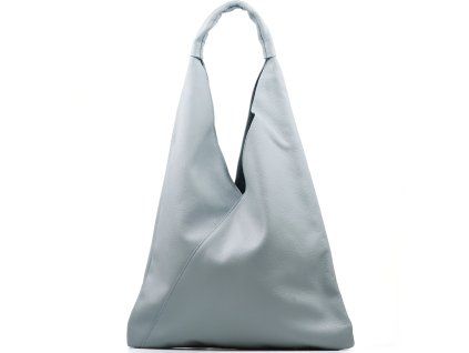Kožená maxi kabelka Carla světle modrá