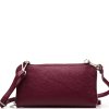Kožená mini kabelka a peněženka Annie vínově červená