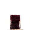 Mini kabelka na telefon Alex Max s kožešinou bordó