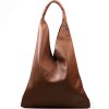 Kožená maxi kabelka Carla hnědá