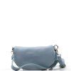 Kožená crossbody ledvinka Tamra světle modrá