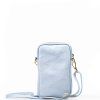 Kožená mini kabelka Poppy na telefon světle modrá