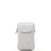 Kožená mini kabelka Poppy na telefon bílá