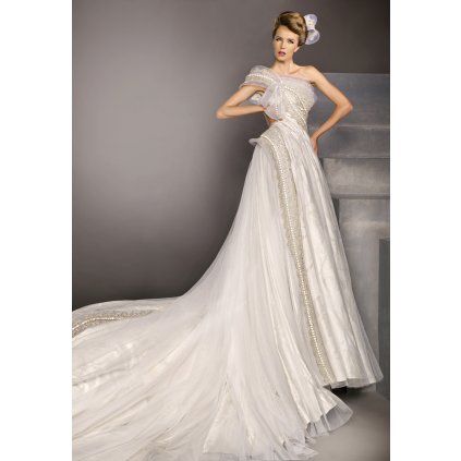 Svatební šaty na jedno rameno