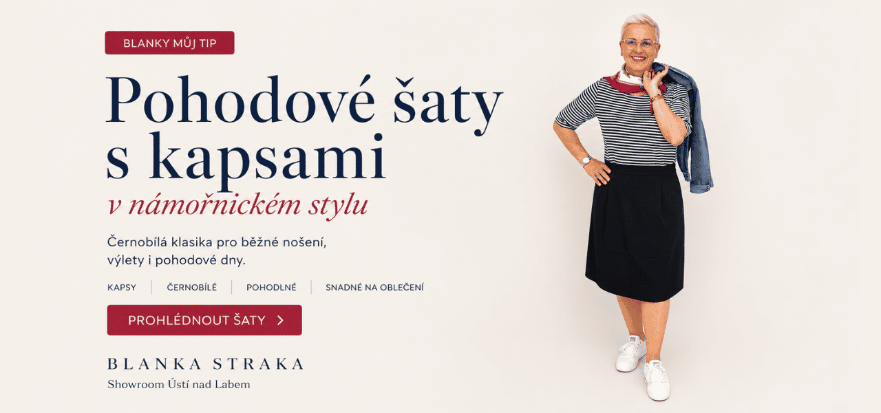Pohodové černobílé šaty s kapsami
