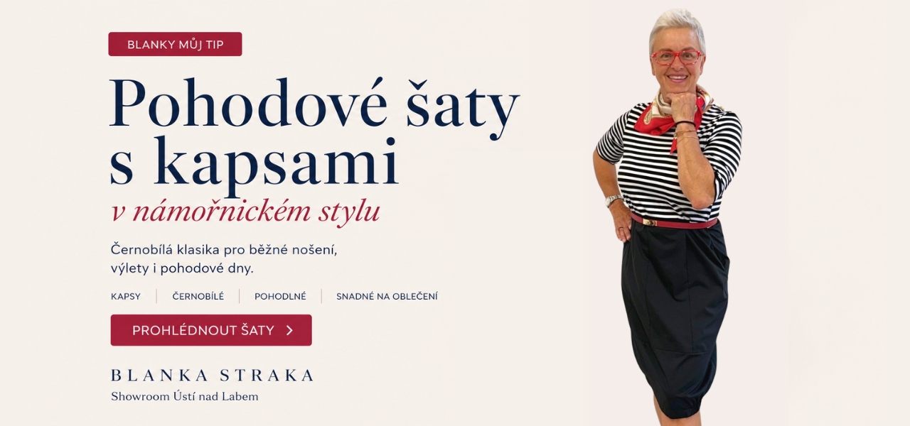 Pohodové černobílé šaty s kapsami