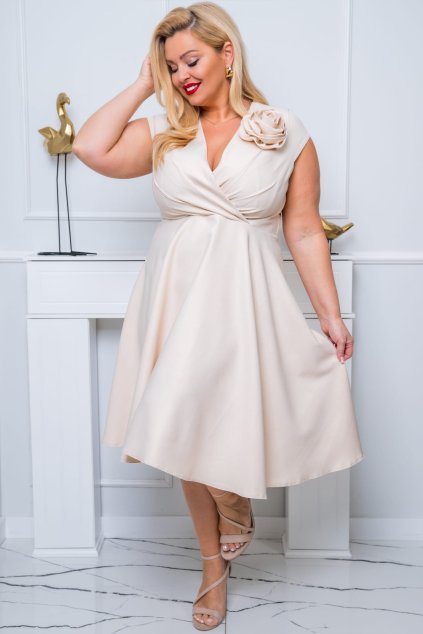 Společenské svatební šaty Nina gold beige glossy BLANKA STRAKA1