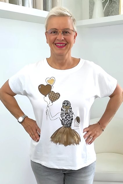 Bílé tričko s baletkou a balónky BLANKA STRAKA2