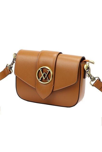 Malá kožená crossbody kabelka s výrazným kovovým detailem