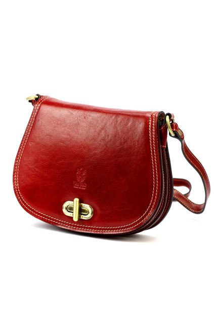 Kožená kabelka crossbody s otočným zapínáním