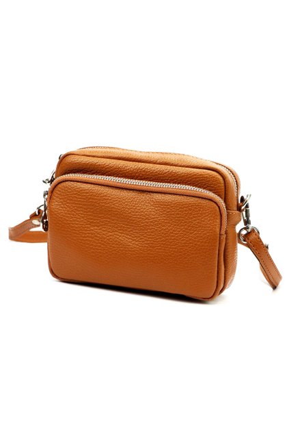 Kožená crossbody taška s kapsami na zip