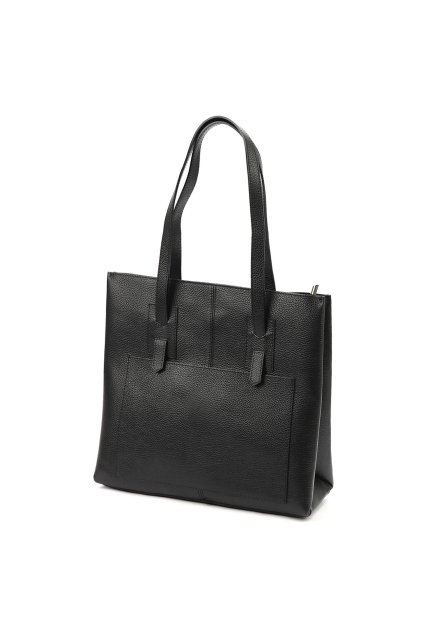 Kožená shopper kabelka s vnější kapsou