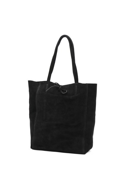 Velká shopper kabelka z přírodního semiše s vázáním