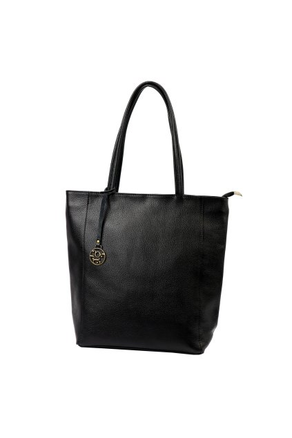 Středně velká shopper kabelka z přírodní italské kůže s jemnými liniemi