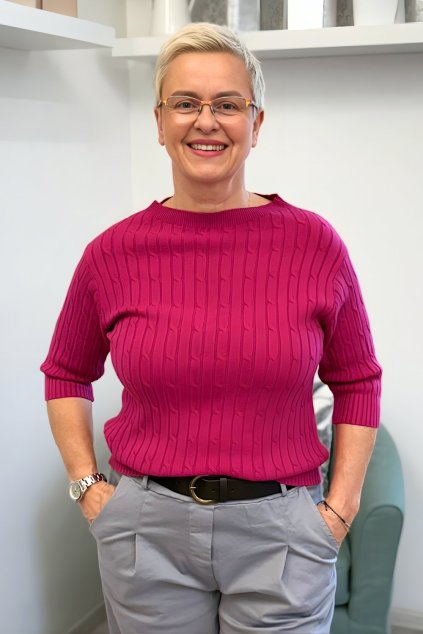 Svetr se vzorem jahodový BLANKA STRAKA