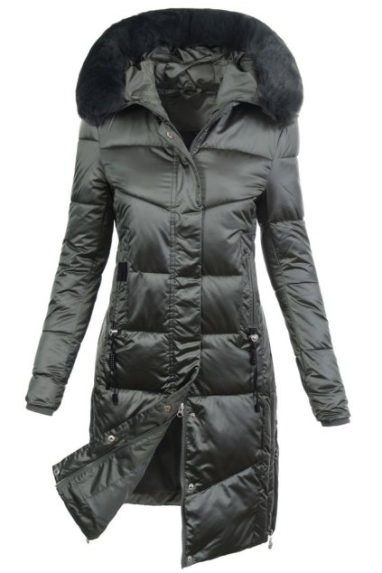 Dlouhá zelená dámská zimní bunda kabát BLANKA STRAKA 02