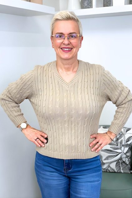 Svetr se vzorem béžový BLANKA STRAKA