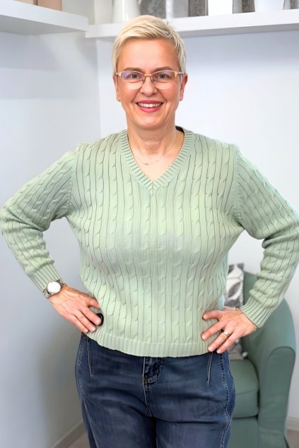 Svetr se vzorem mentolový BLANKA STRAKA 02