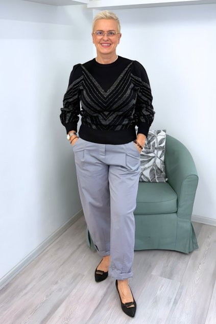 Pohodové plátěné kalhoty šedé BLANKA STRAKA 01