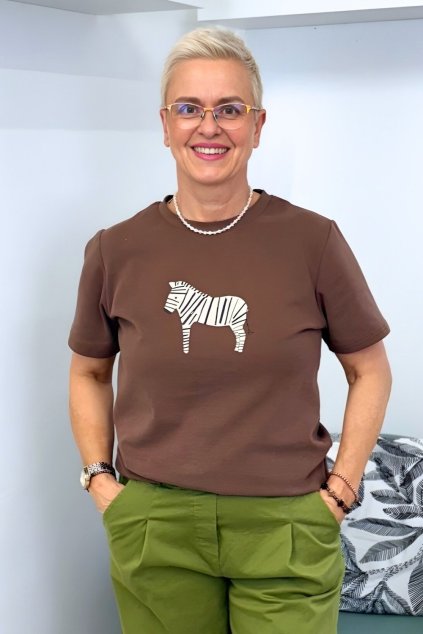 Hnědé tričko se zebrou BLANKA STRAKA