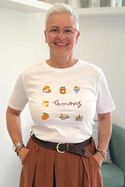 Bílé tričko s obrázky Lemons BLANKA STRAKA