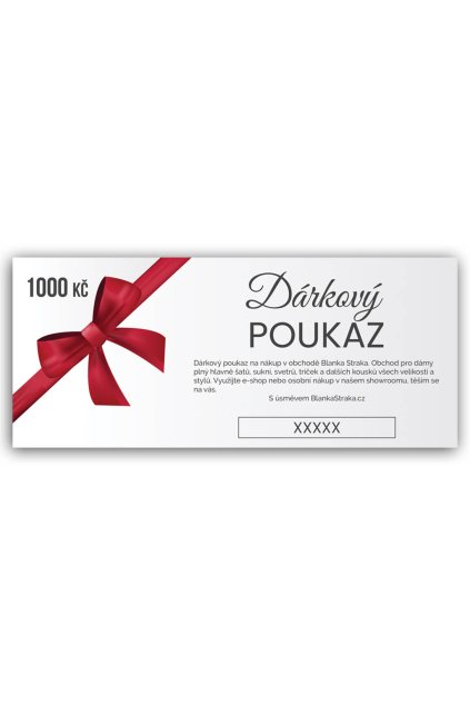 Elektronický dárkový poukaz pro dámy v hodnotě 1000 Kč