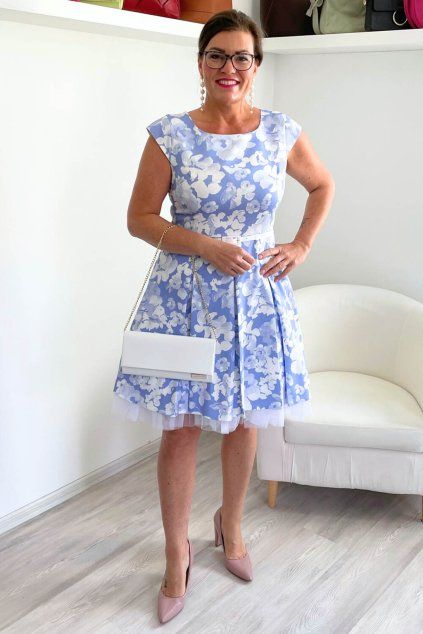 Světle modré květované šaty Annika