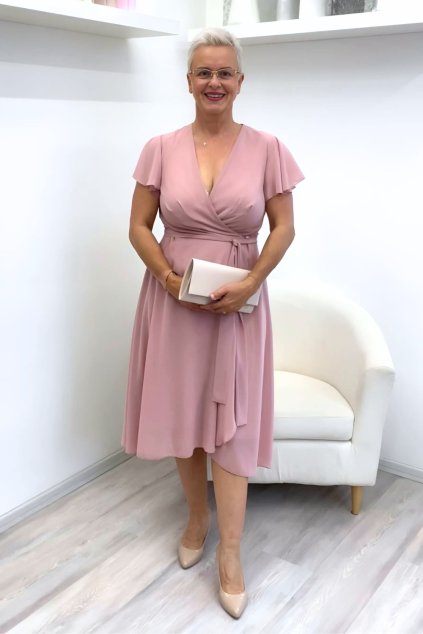 Pudrově růžové zavinovací šaty Bellezza Johanna BLANKA STRAKA.CZ