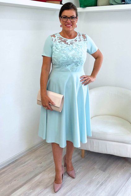 Mentolové společenské šaty Simona