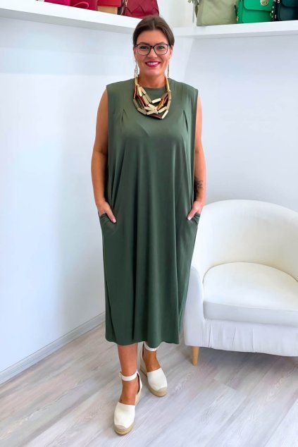 Dlouhé šaty khaki