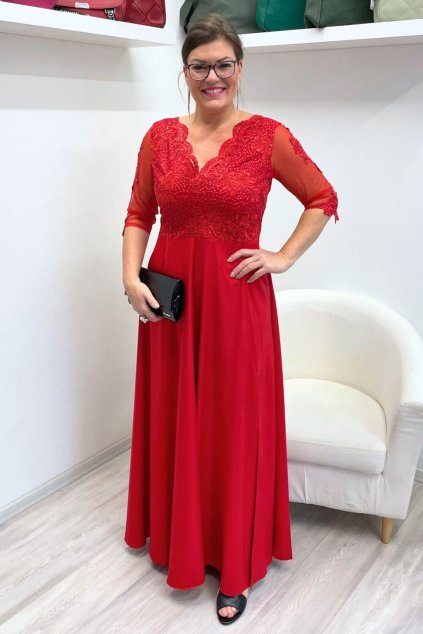Červené společenské šaty Carmen