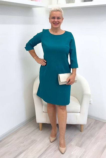 Petrolejové pouzdrové šaty Olivia
