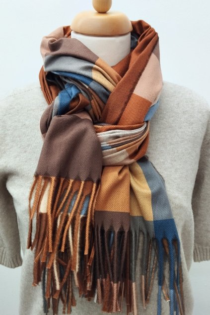 Béžová kostkovaná šála Cashmere