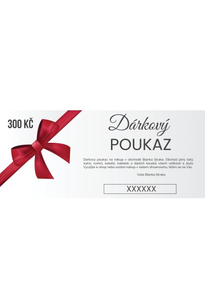 Elektronický dárkový poukaz pro dámy v hodnotě 300 Kč