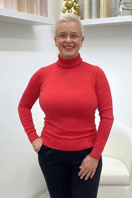 Rolák s lurexovou nitkou červený