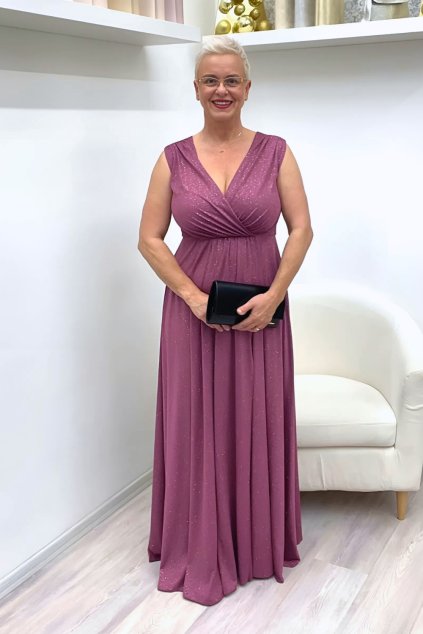 Fialové třpytivé společenské šaty Evelin BLANKA STRAKA