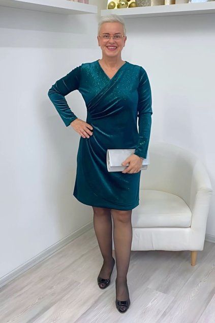 Zelené velurové společenské šaty Adea BLANKA STRAKA1