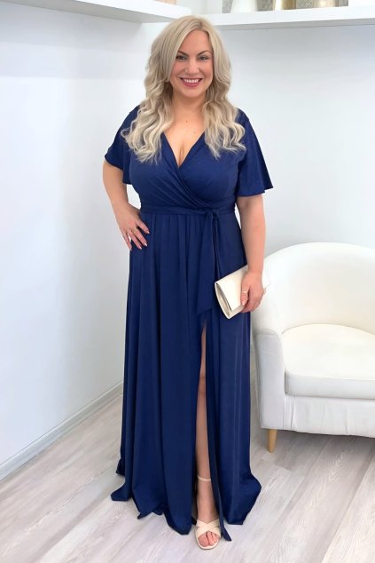 Společenské modré maxi šaty Bella BLANKA STRAKA