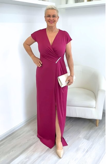 Tmavě růžové společenské maxi šaty Diana BLANKA STRAKA2025A