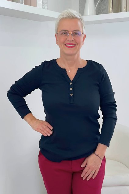 Žebrované triko černé BLANKA STRAKA
