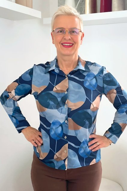 Modro béžová halenka košile BLANKA STRAKA