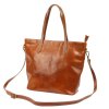 Prostorná nákupní kabelka z měkké přírodní kůže