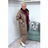 Dámská prošívaná bunda Plus Size s kapucí a sportovními manžetami sv. hnědá BLANKA STRAKA 03
