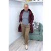 Dámská prošívaná bunda Plus Size s kapucí a sportovními manžetami vínová BLANKA STRAKA 03