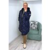Dámská zimní prošívaná bunda Plus Size s kapucí modrá BLANKA STRAKA 013