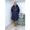 Dámská zimní prošívaná bunda Plus Size s kapucí modrá BLANKA STRAKA 014