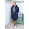 Dámská zimní prošívaná bunda Plus Size s kapucí modrá BLANKA STRAKA 011