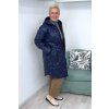 Dámská zimní prošívaná bunda Plus Size s kapucí modrá BLANKA STRAKA 012